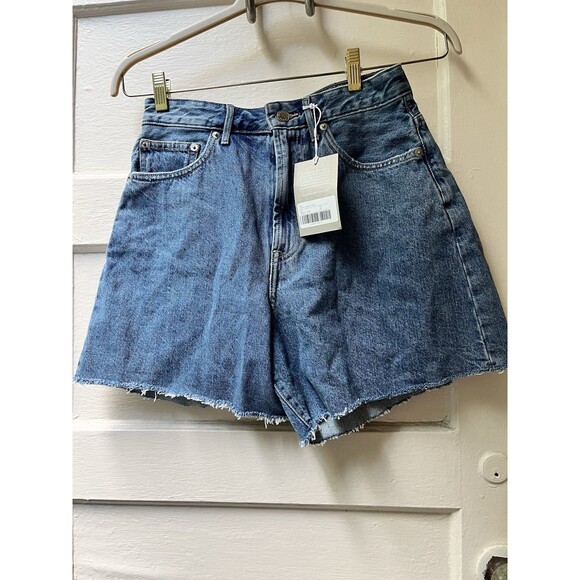 Nwt Everlane Womens 28 The A-Line Denim Shorts Organic Cotton Cut Off High Rise - Picture 1 of 12